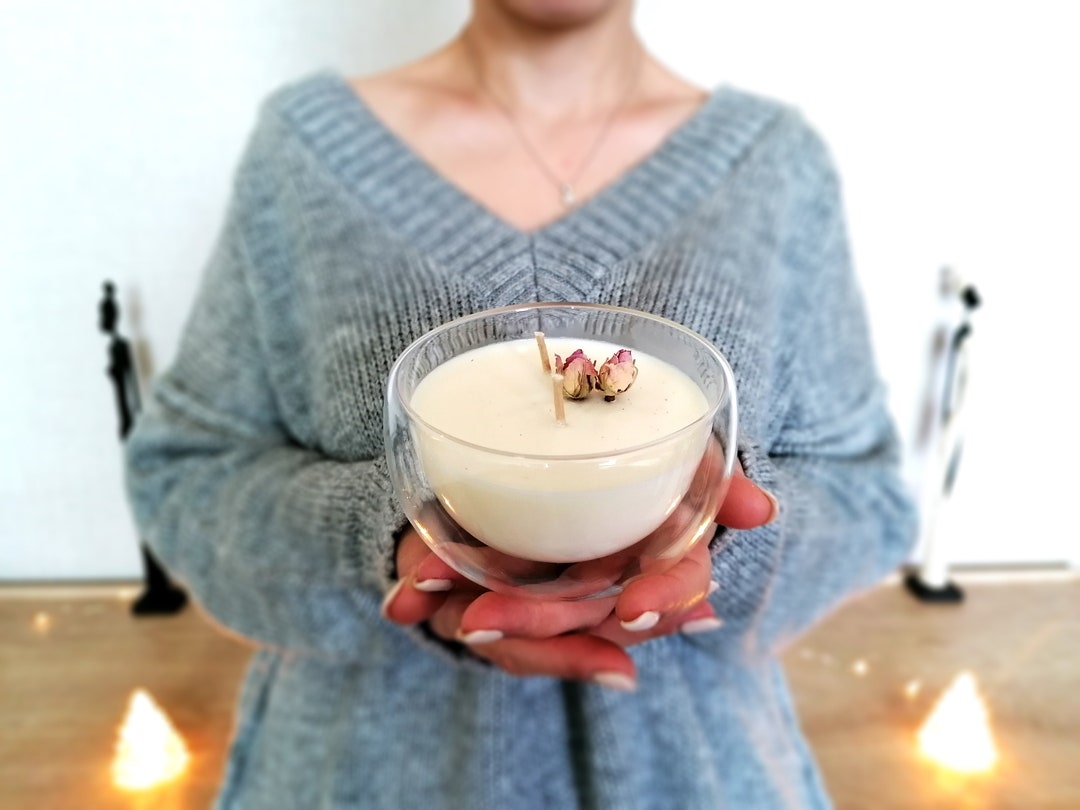 Doublewalled Glass Bowl Handmade Soy Wax Candles Color Options Etsy