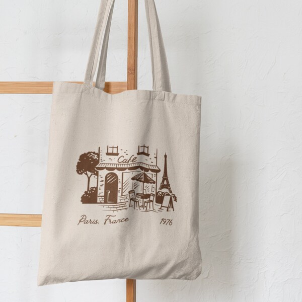 Paris France Canvas Tote Bag, France Bag, Aesthetic Tote Bag, Paris Bag, Coffee Tote Bag, Cute Grocery bag, Romantic Tote Bag, Cafe tote bag