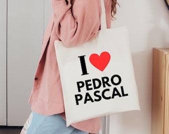 Bolso de lona con la inscripción "Me encanta Pedro Pascal"