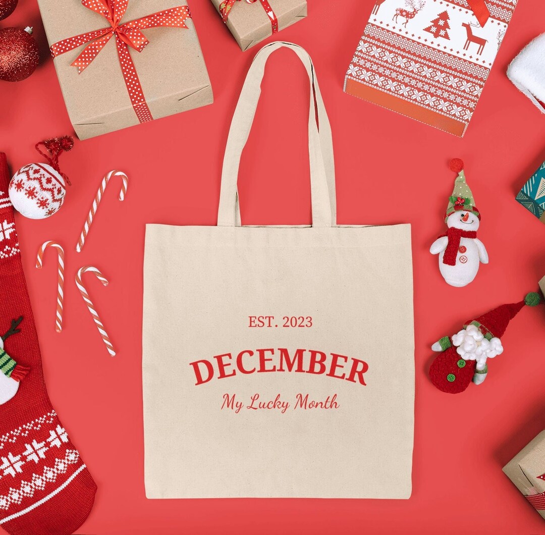 December, My Lucky Month Cotton Canvas Tote Bag, Canvas Tote Bag, Beach