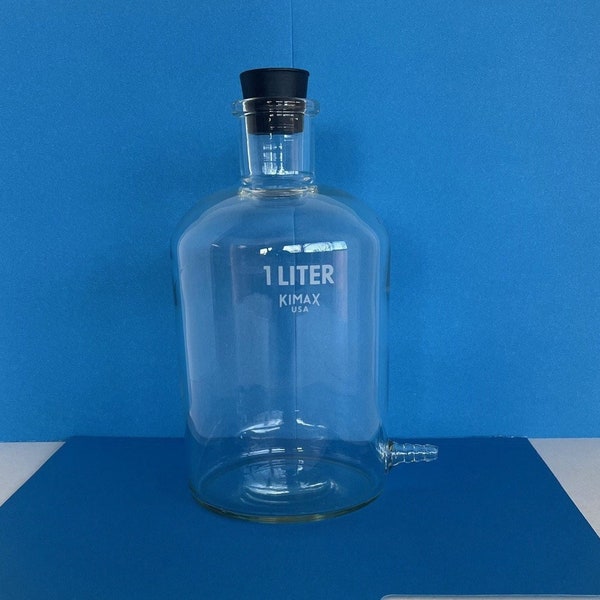 1-Liter-Absaugflasche aus Pyrex-Glas mit Bodenablauf und Gummistopfen