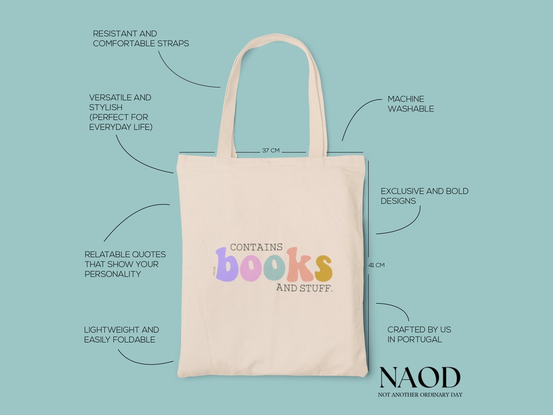 Bookish Delight Tote Bag for Book Lovers contains Books Etsy