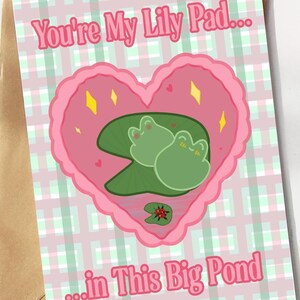 Tu es mon nénuphar - carte d'amour grenouille mignonne - anniversaire, Saint-Valentin ou juste parce que - cottagecore esthétique, romantique, sain, âme soeur