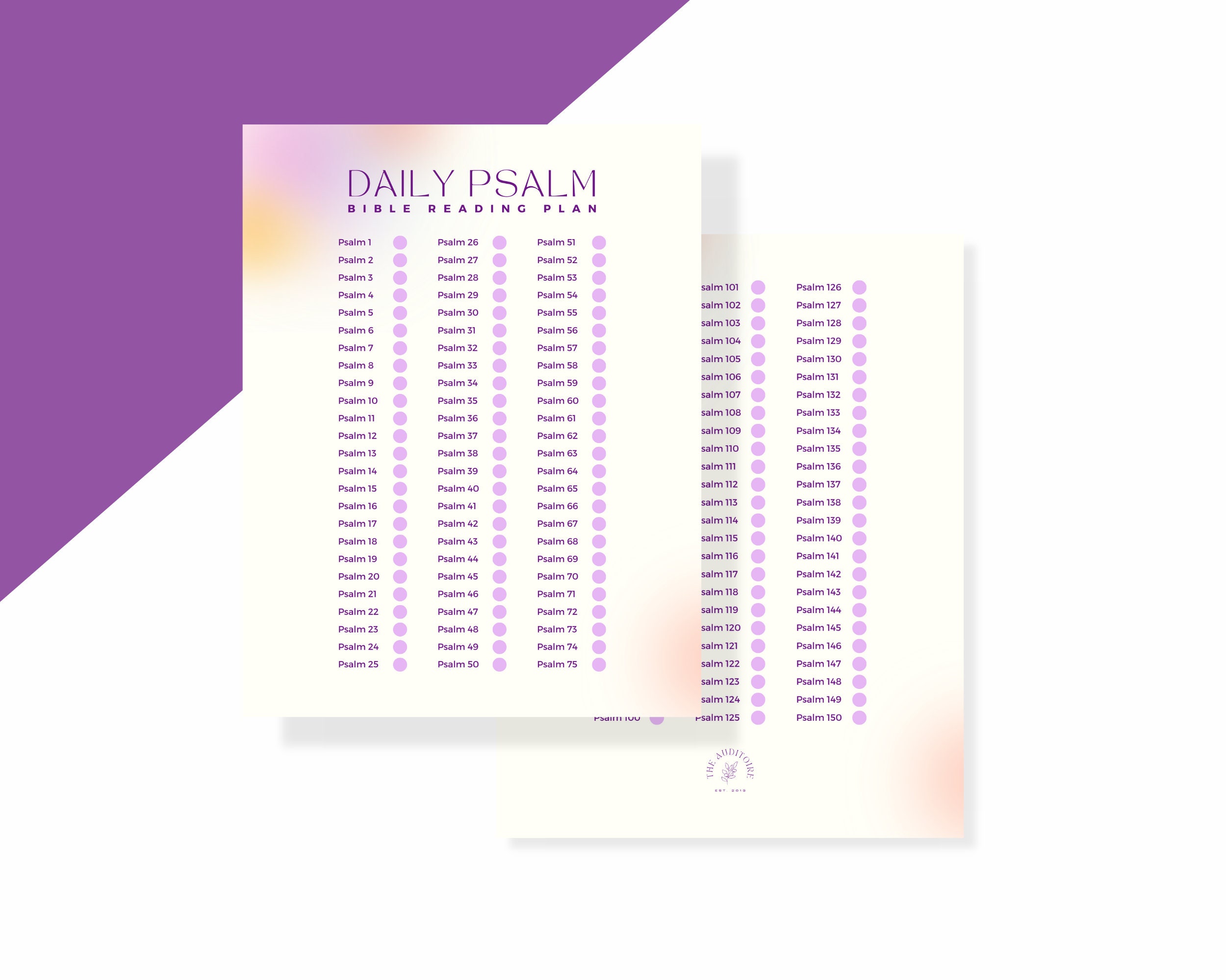 Printable Daily Psalm Bible Reading Plan Psalm a Day Spiritual Growth ...