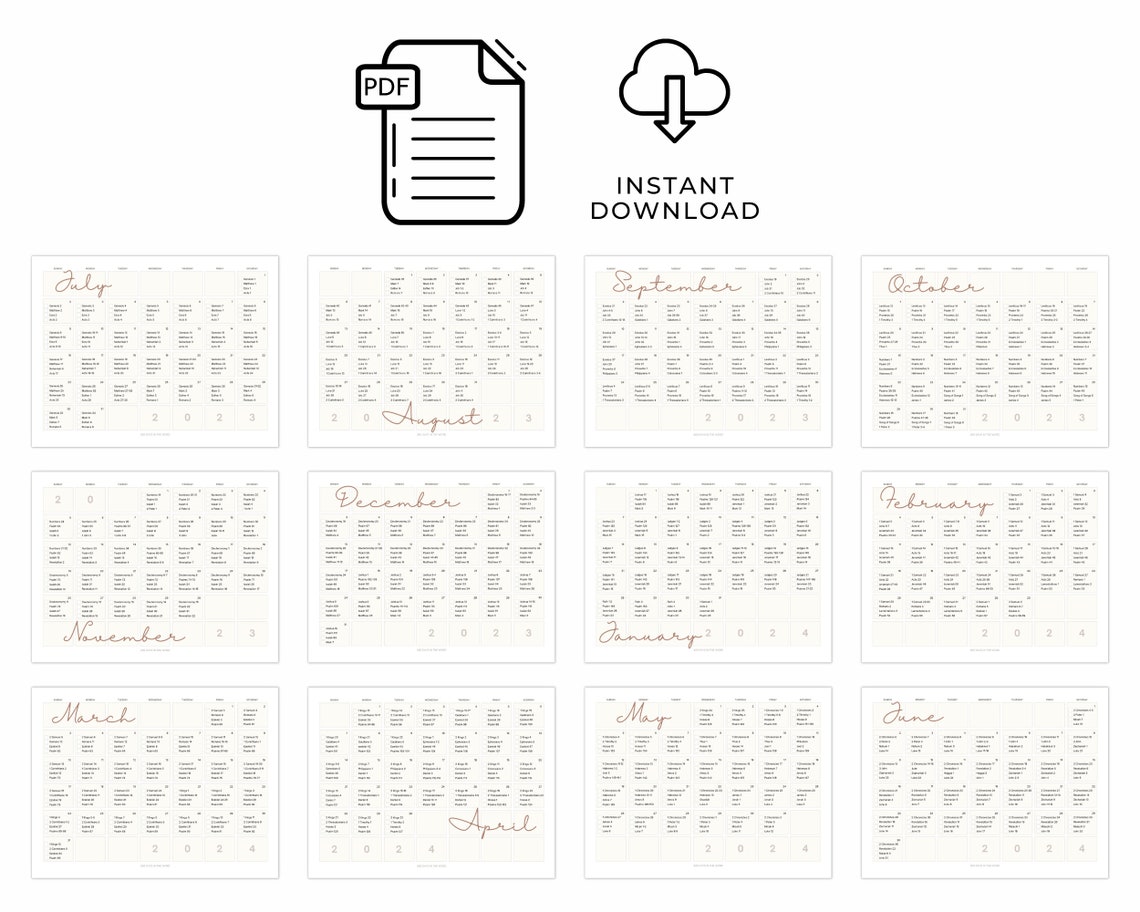 Printable Daily Bible Reading Plan Bible in a Year Bible Etsy