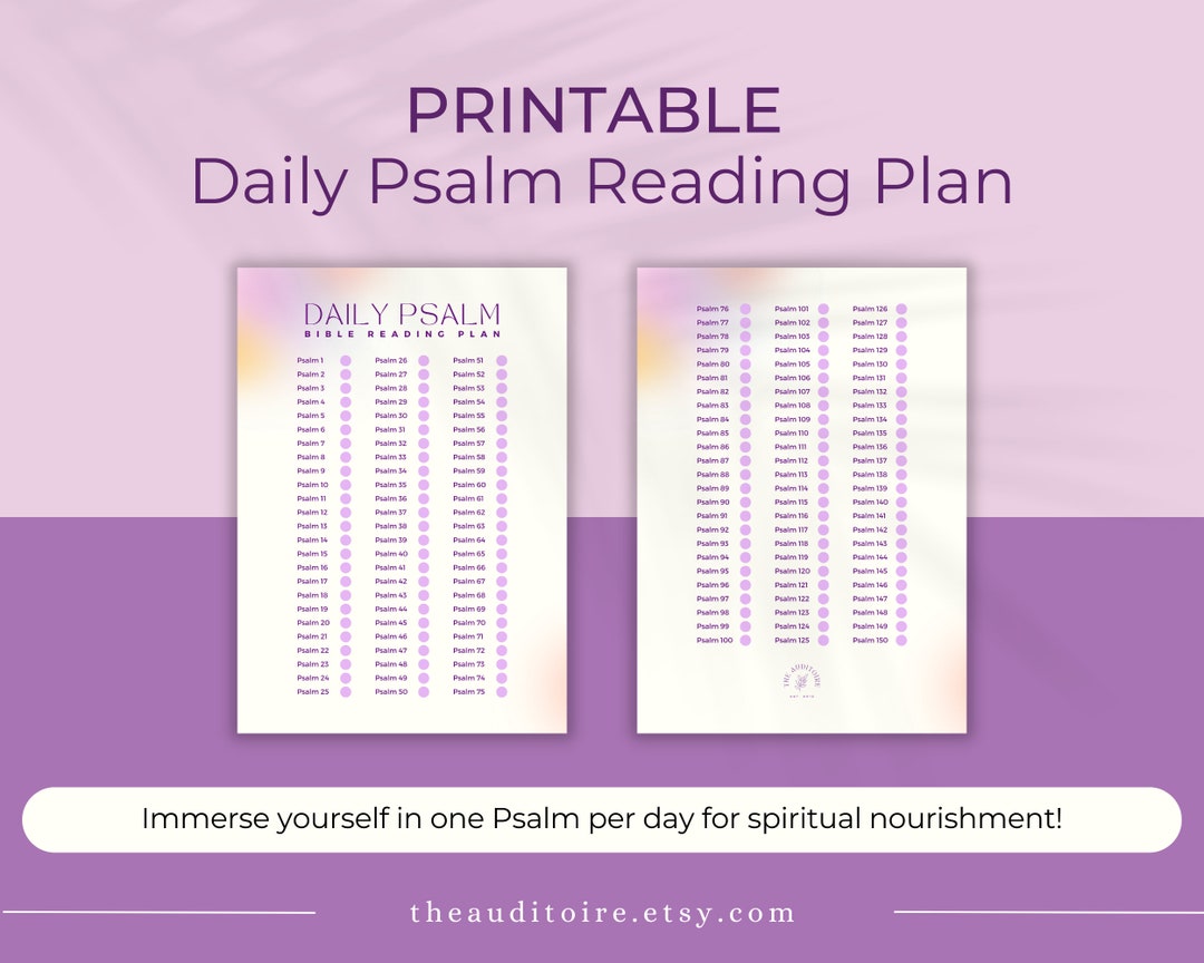Printable Daily Psalm Bible Reading Plan Psalm a Day Spiritual Growth