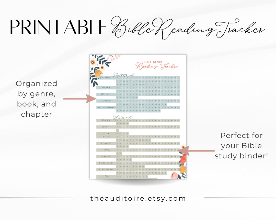 Printable Bible Reading Tracker Scripture Genres Bible Study Organizer ...