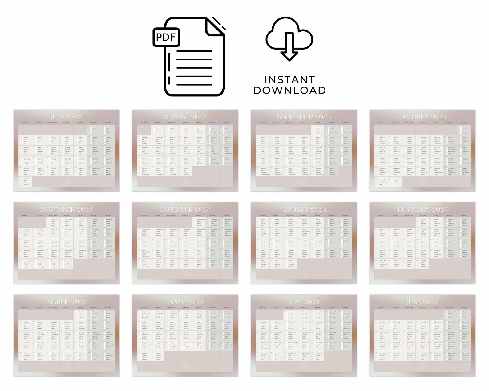 Printable Daily Bible Reading Plan 2023-2024 4 Readings per Day Read ...