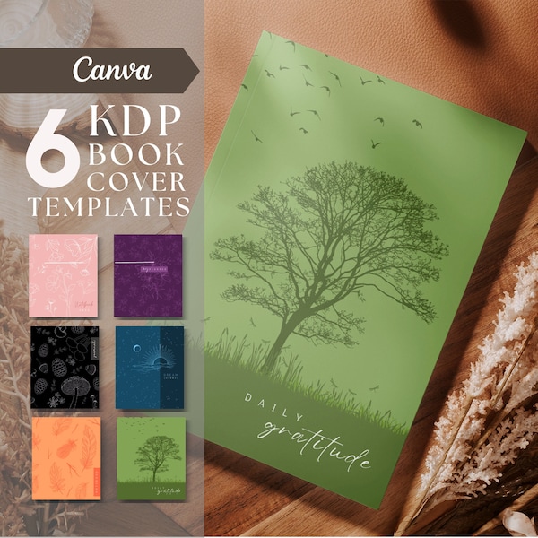 6 KDP Book Cover Templates, Editable in Canva, 6”x 9" Paperback for 120 pgs, Nature Outdoor Inspired Book Covers,  Includes 3 PDF Interiors.