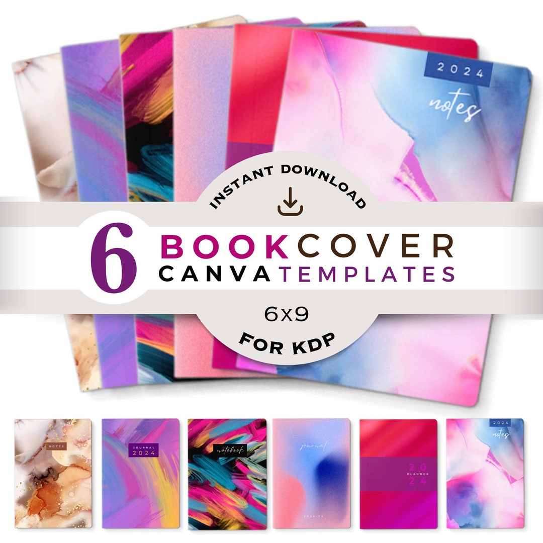 6 KDP Book Cover Templates Editable in Canva 6”x 9" Paperback Notebook ...