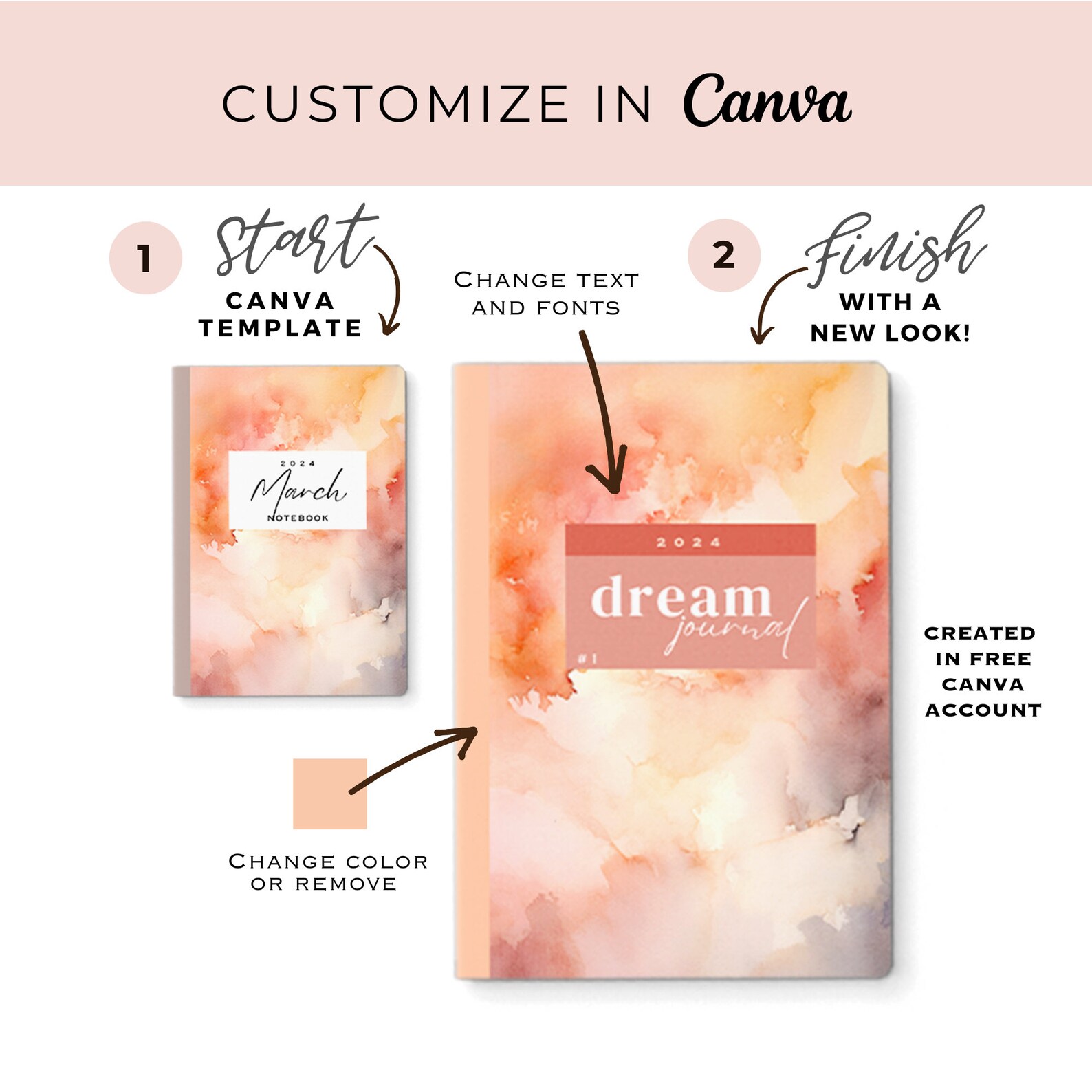 6 KDP Book Cover Templates Editable in Canva 6”x 9" Paperback Notebook ...