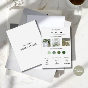 Wedding Guest Attire Card Canva Template, Attire Info Card, Wedding Dress Code, Guest Attire Insert, Wedding Colour Palette, Wedding Theme