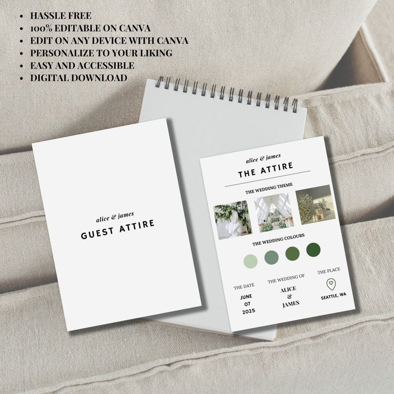 Wedding Guest Attire Card Canva Template, Attire Info Card, Wedding ...