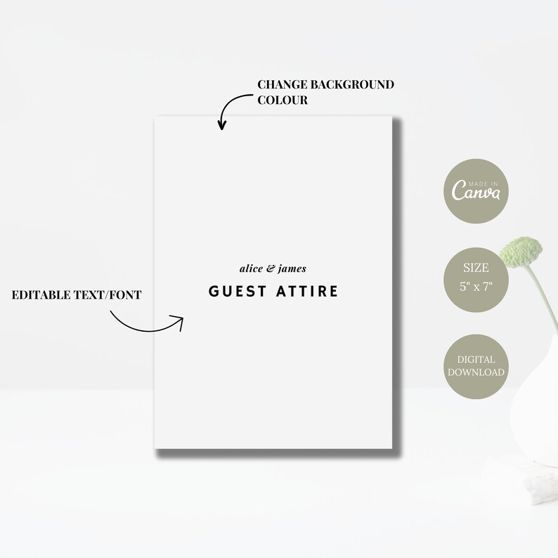 Wedding Guest Attire Card Canva Template, Attire Info Card, Wedding ...
