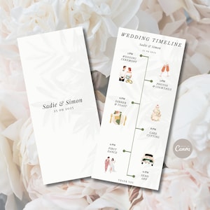 Wedding Day Events Schedule Program Itinerary Timeline Template Wedding Icon Order of Events Timeline Card Forest Wedding Canva Wedding
