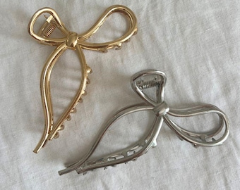 Bow Hair Clip | Large Hair Clip | Gold Hair Clip | Trendy Hair Clip | Unique Hair Clip | XXL Hair Clip
