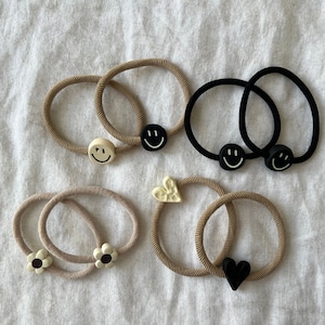 Hair tie with hearts | Smiley hair tie | Flower hair tie | Hair tie with symbol | Valentine&#39;s Day | Trendy hair tie | Pendant hair tie