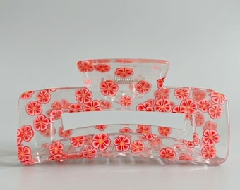 Lumen hair clip | Transparent hair clip | Emoji hair clip | Large hair clip | Hair clip with flowers