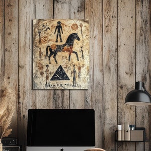 Handprint Cave Art Digital Print | Ancient Tribal Figures Wall Art | Desert Archaeology Decor | Anthropology Student Gift | 16x20 240dpi