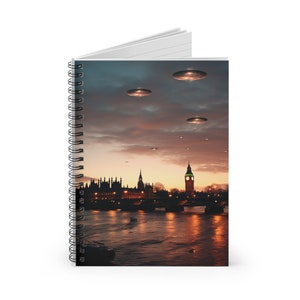 UFO Alien Invasion Spiral Notebook - Eerie Extraterrestrial Encounter - Sci-Fi Journal - UFO Spiral Notebook, Gift for Sci-Fi Fans