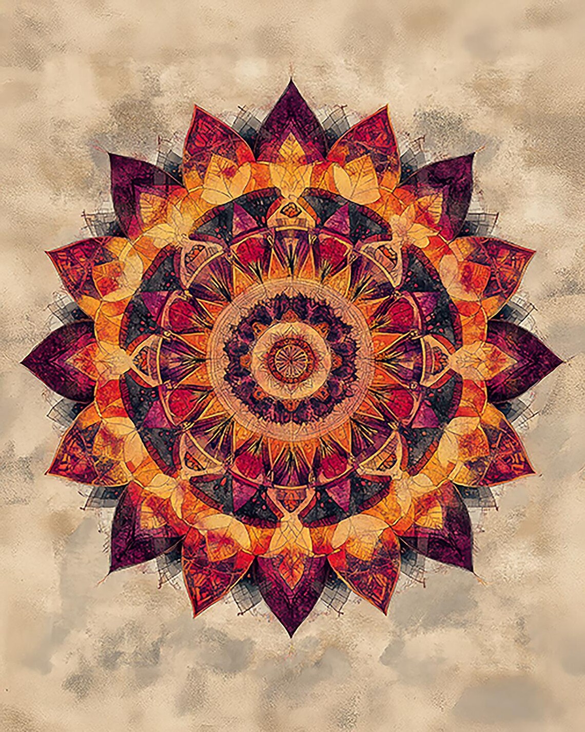 Bohemian Mandala Digital Art Print | Sacred Geometry Wall Art ...
