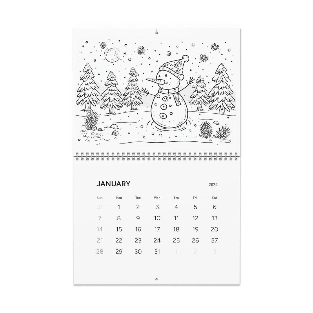 2024 Kids Coloring Wall Calendar Monthly Creative Coloring Pages Fun