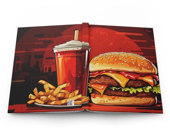 Urban Delights Journal - Hamburger, Fries, and Shake Against City Sunset
