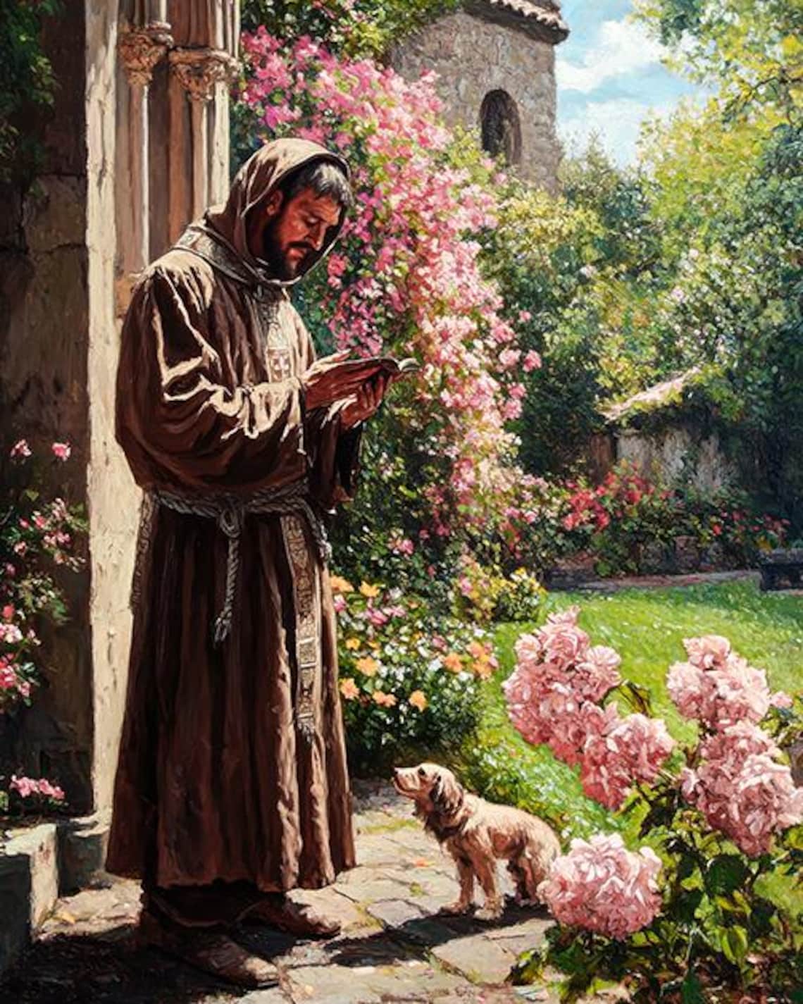 St Francis of Assisi Garden Digital Art | Catholic Saint With Dog ...