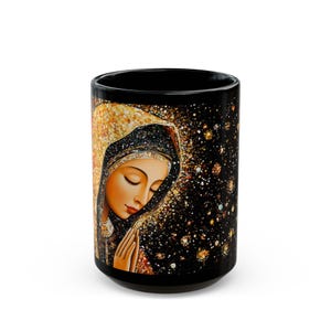 Spiritual Madonna Art Mug | Celestial Virgin Mary Prayer Design | Perfect Gift for Religious Catholic Christian Faith 11oz 15oz