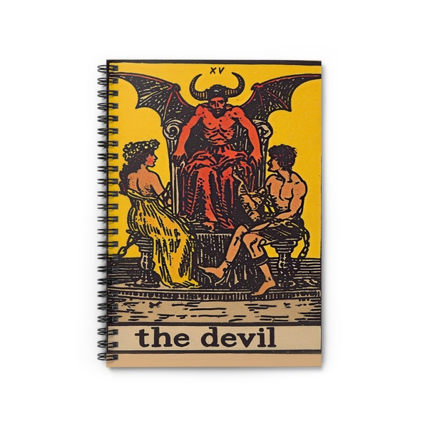 The Devil Tarot Card Spiral Notebook - Major Arcana Inspired Journal, Symbol of Challenge and Liberation, Ideal for Deep Reflection