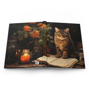 Carnet cartonné mat Cottagecore Herb Garden, inspiration rustique chaleureuse, cadeau pour amateur de cuisine et d'herbes aromatiques, cadeau pour amoureux des chats