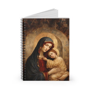 Cuaderno espiral de la Virgen y el Niño, estilo Giotto, idea de regalo cristiano