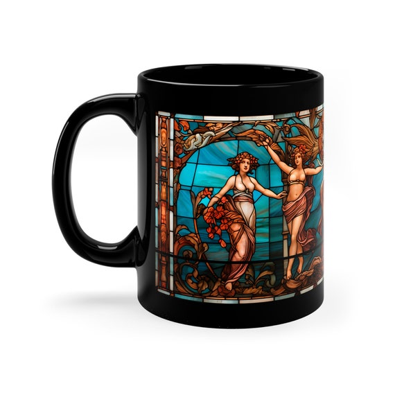 Renaissance Stained Glass Coffee Cup Mug Set of 2