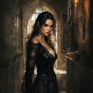 Gothic Vampire Bride Digital Print | 15x20&quot; Gothicore Wall Art | 300 DPI Dark Fantasy Decor | Personal Use Download