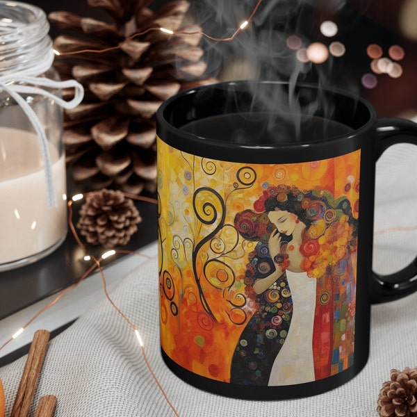Klimt Inspired Art Coffee Mug - Tasse en céramique élégante au design Art Nouveau - Cadeau parfait pour les amateurs d'art