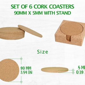 Pug, Coasters Gift, Set van 6, Cork Coasters met houder, absorberende Coasters voor hondenliefhebbers, gepersonaliseerde Drink Coasters CA025 Set of 6 With stand