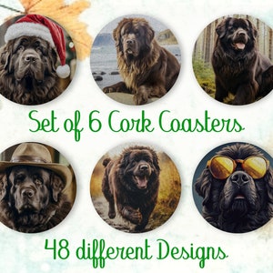 Newfoundland, Coasters gift, Set of 6, Color Coasters with Holder, Absorbent Coasters for Dog Lovers, Personalized Drink Coasters - CA150