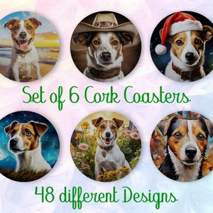 Jack Russell, sottobicchieri regalo, set di 6, sottobicchieri colorati con supporto, sottobicchieri assorbenti per gli amanti dei cani, sottobicchieri per bevande personalizzati - CA118