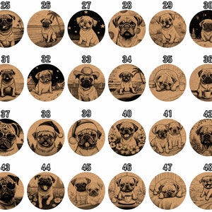 Pug, Coasters Gift, Set van 6, Cork Coasters met houder, absorberende Coasters voor hondenliefhebbers, gepersonaliseerde Drink Coasters CA025 afbeelding 3