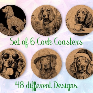 Irish Setter, coasters gift, Set of 6, Cork Coaster with Holder, Absorbent Coasters for Dog Lovers, Personalized Coasters - CA049