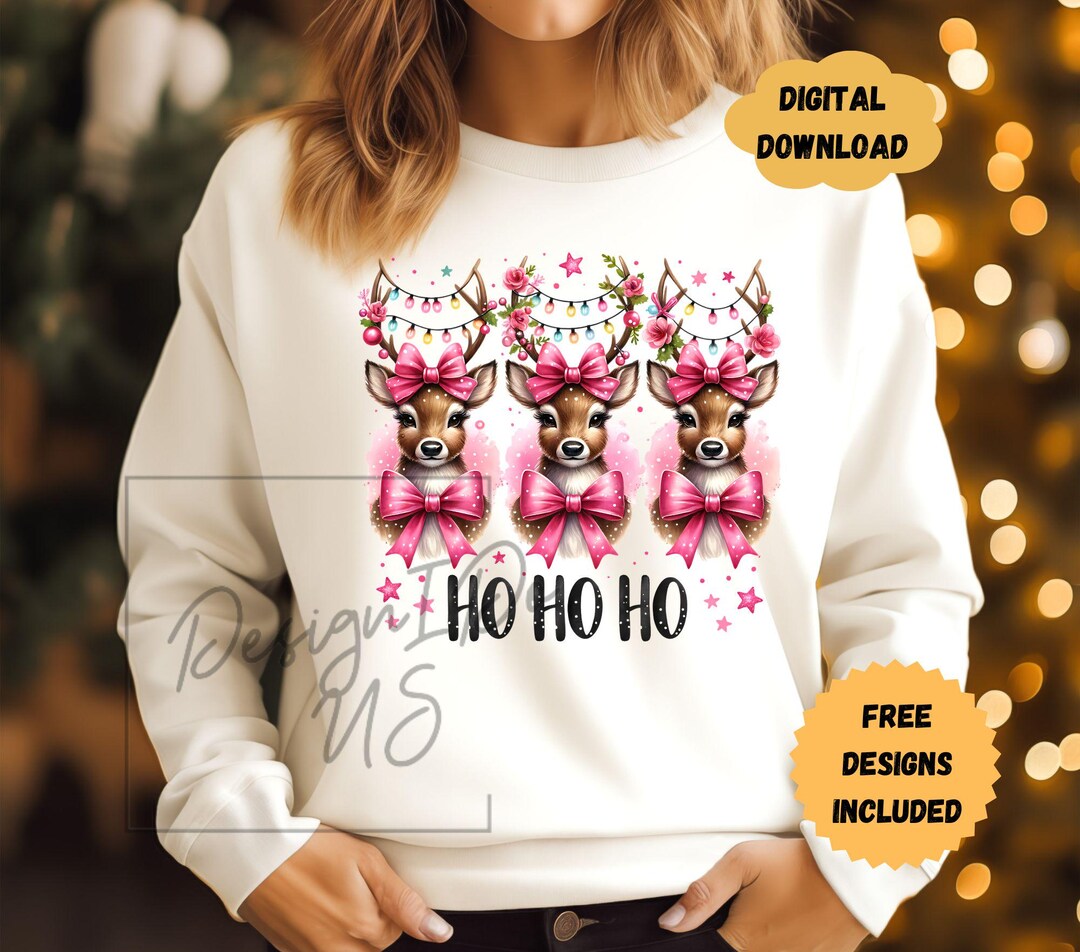 Christmas Reindeer Clipart Shirt Sublimation Design Digital Download ...