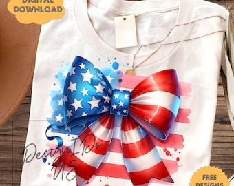 America Flag Coquette Png, Preppy 4th of July Png, Girly Memorial Day PNG, Vintage USA Png, Independence Day png, Land of the Free