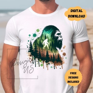 Sasquatch Clipart Shirt Sublimation, Cryptozoology Sticker Design Digital Download PNG, Instant Download, Bigfoot T-shirt Glass Cup PNG