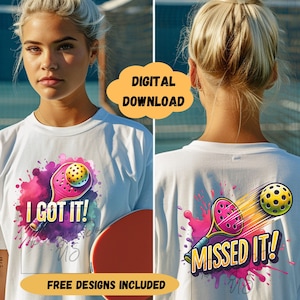 Pickleball Clipart Shirt Sublimation Vorder- und Rückseite Sublimationsdesign PNG, Paddel Spiel Abziehbild Digitaler Download, Pickleball Aufkleber PNG