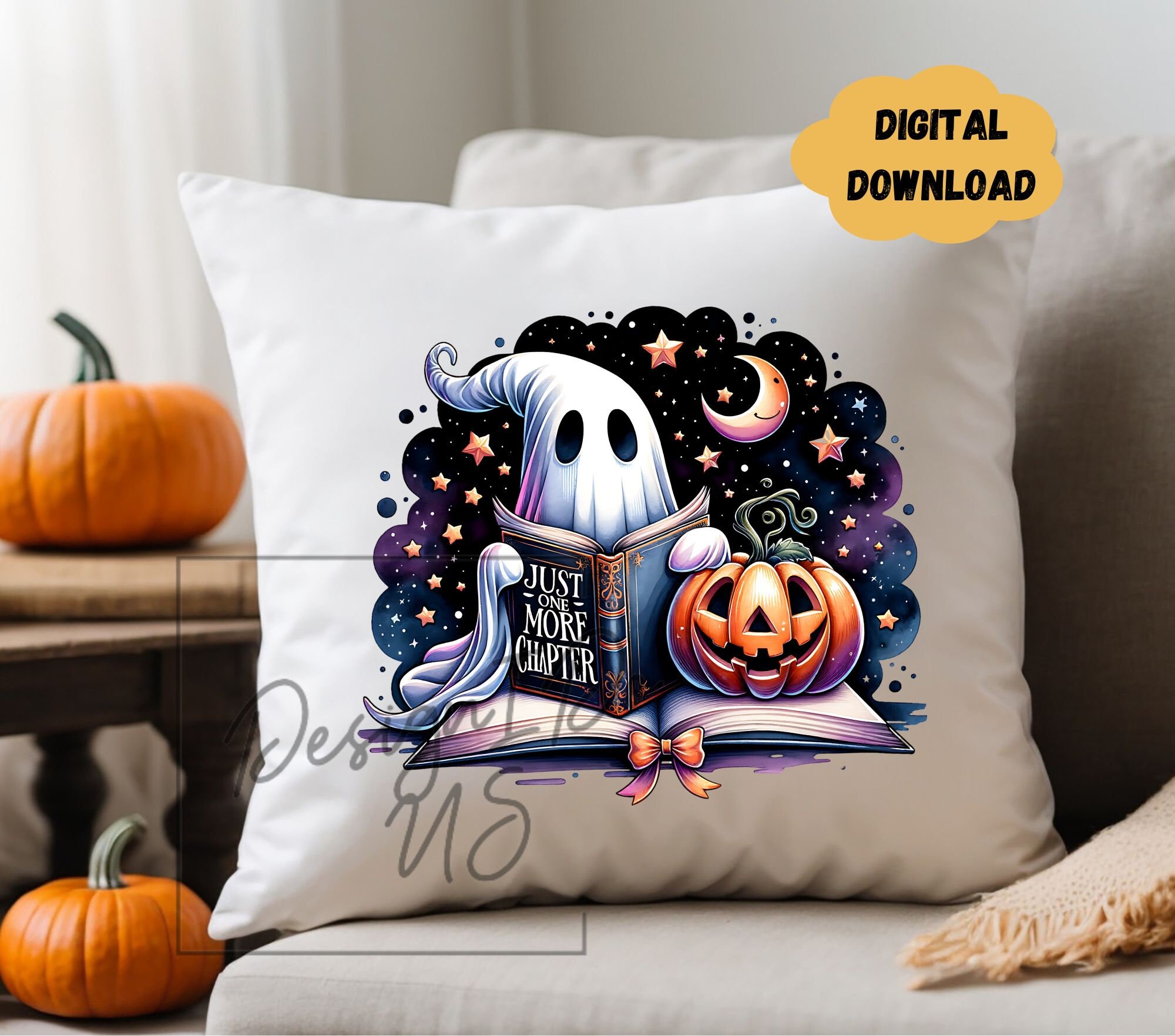 Halloween Book Reading Ghost Clipart Png, One More Chapter Horror Shirt ...