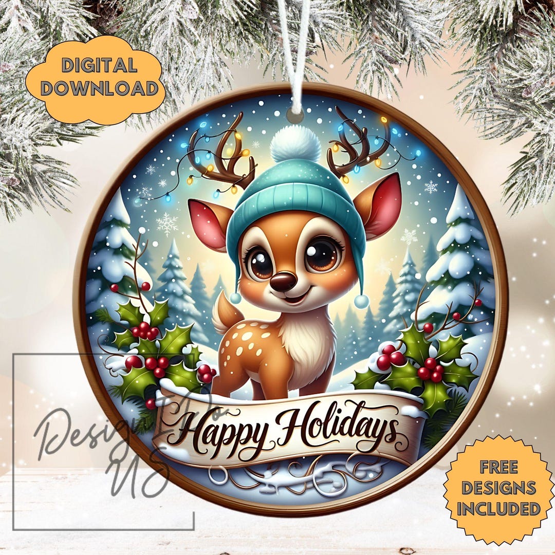 Deer Png, Christmas Ornament Sublimation PNG, Winter Welcome Sign ...