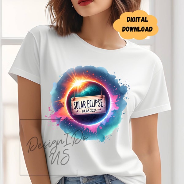 Solar Eclipse 2024 Clipart Shirt Sticker Decal Sublimation Design Digital Download PNG, Instant Download, Tshirt PNG, Eclipse Glass Cup PNG