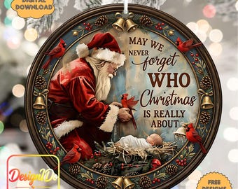 Santa Christmas Ornament PNG, Holiday Welcome Sign (Digital Download), Winter Wreath, Wind Spinner, Clipart