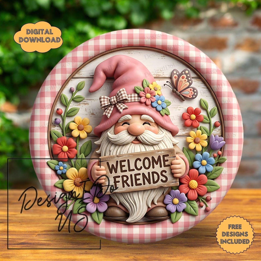 Gnome Welcome Sign PNG, Spring Sublimation (digital Download), Home ...
