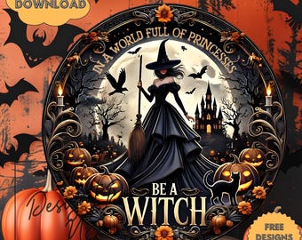 Halloween Welcome Png, Witch Sublimation, Horror Wreath Sign & Rustic Door Hanger Clipart, Digital Download, Spooky Wind Spinner, Wall Art